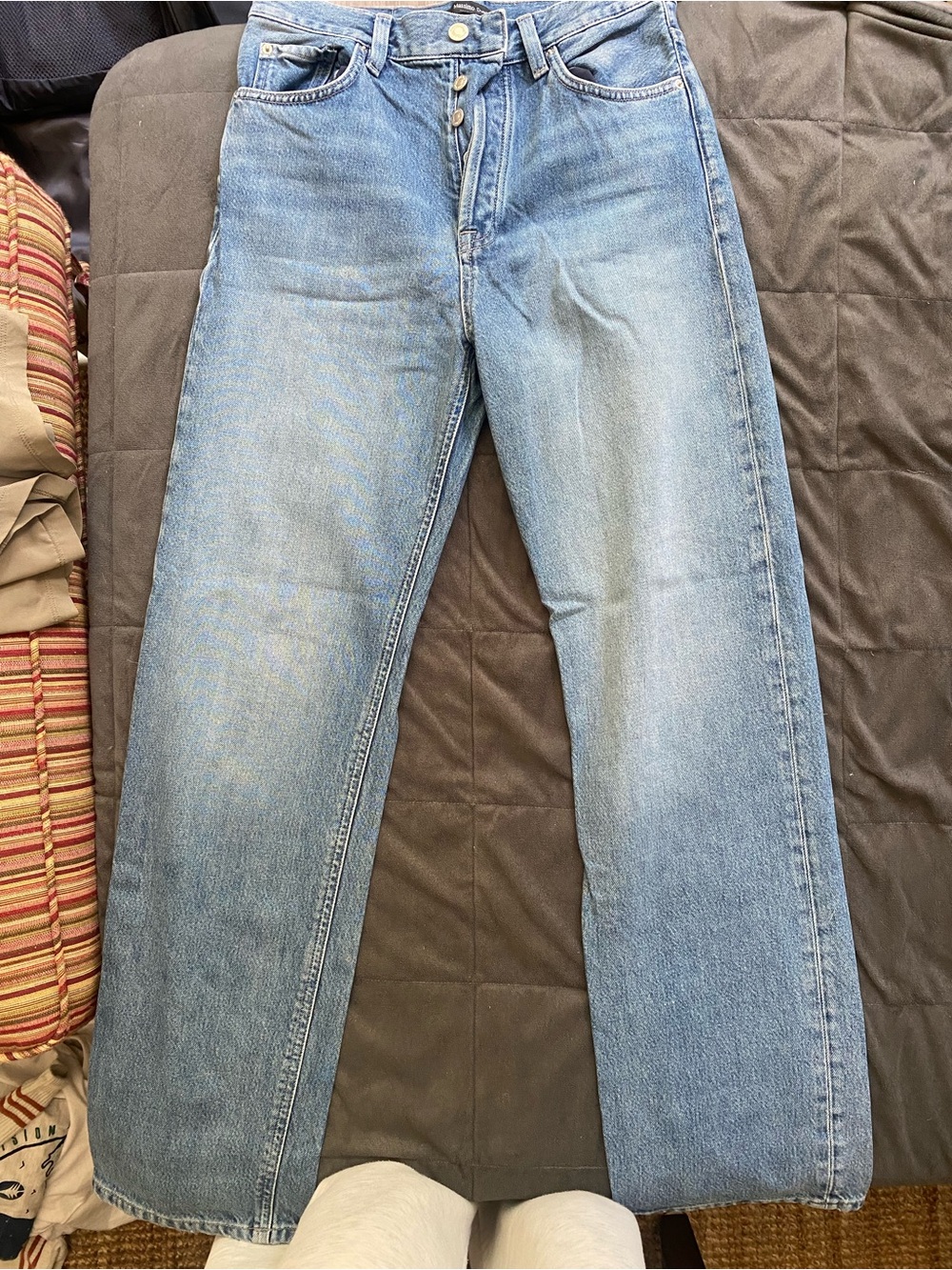 Massimo Dutti Cotton Blend High-Waist Straight Leg Jeans